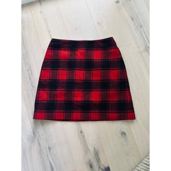 Uniqlo Buffalo  Plaid Mini Skirt Wool Blend Size 6 Pockets Fall Staple - Picture 2 of 6
